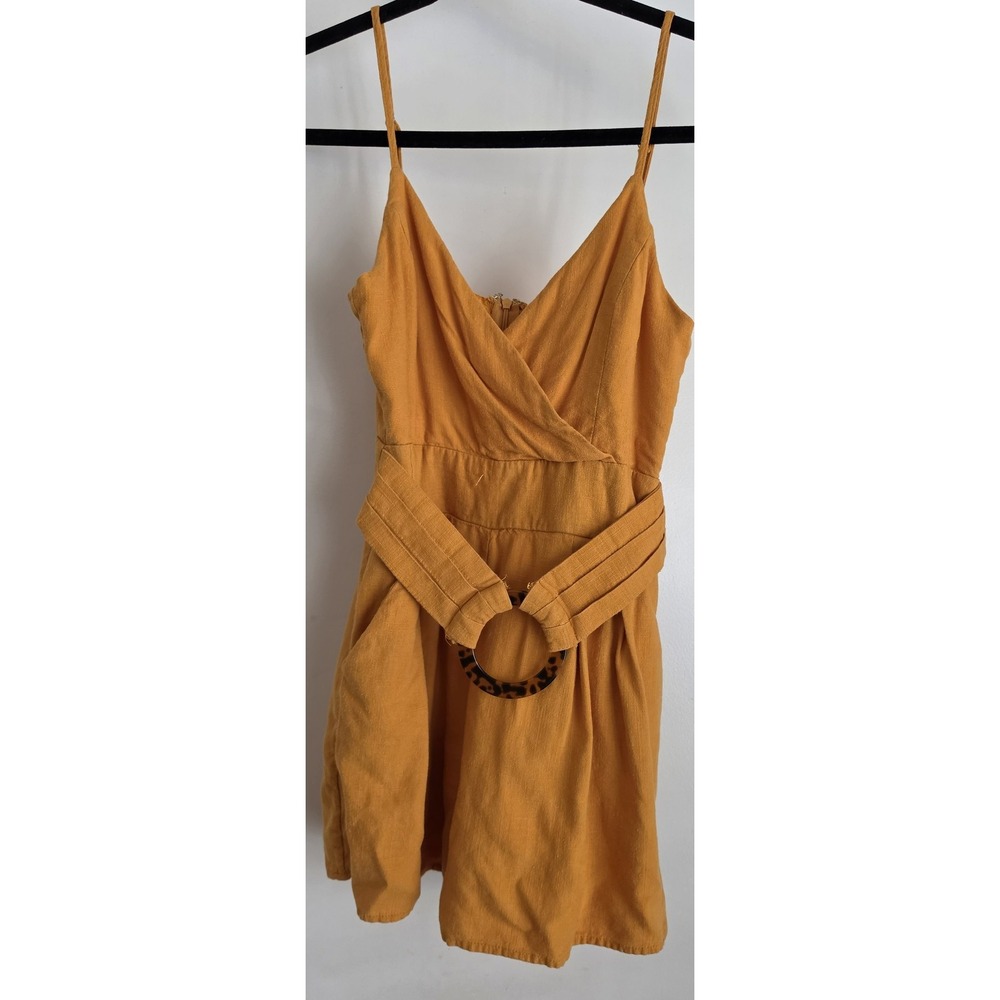 HYFVE Romper Womens S Mustard Yellow Sleeveless V-Neck Cotton Casual Boho